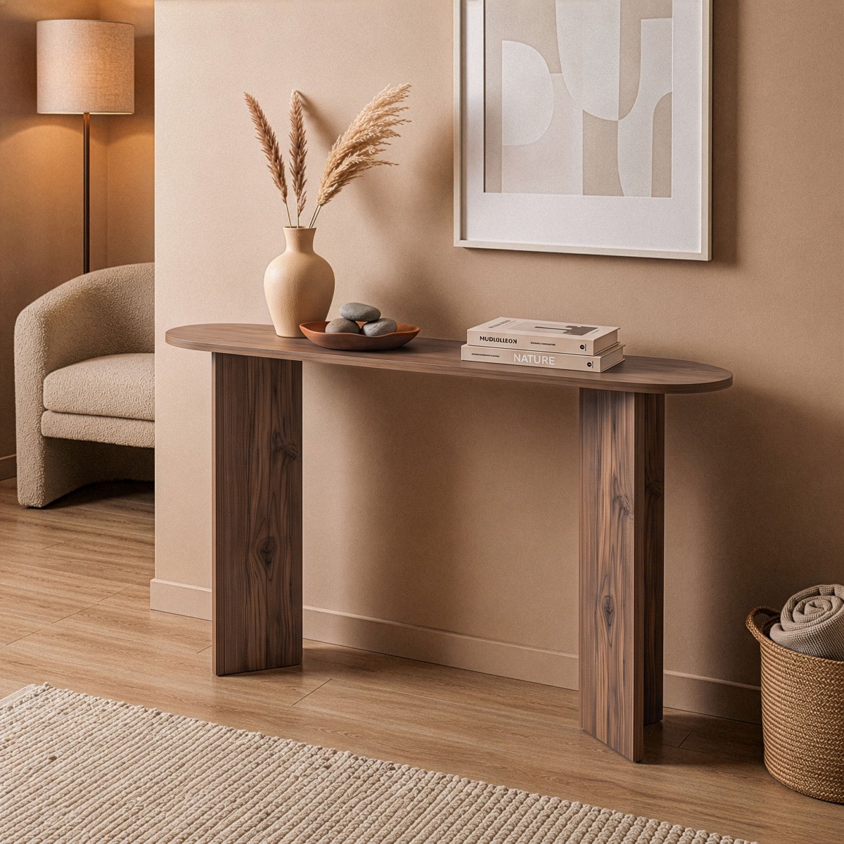 Console avec deux pieds L150 cm - SIRA chêne, CALICOSY