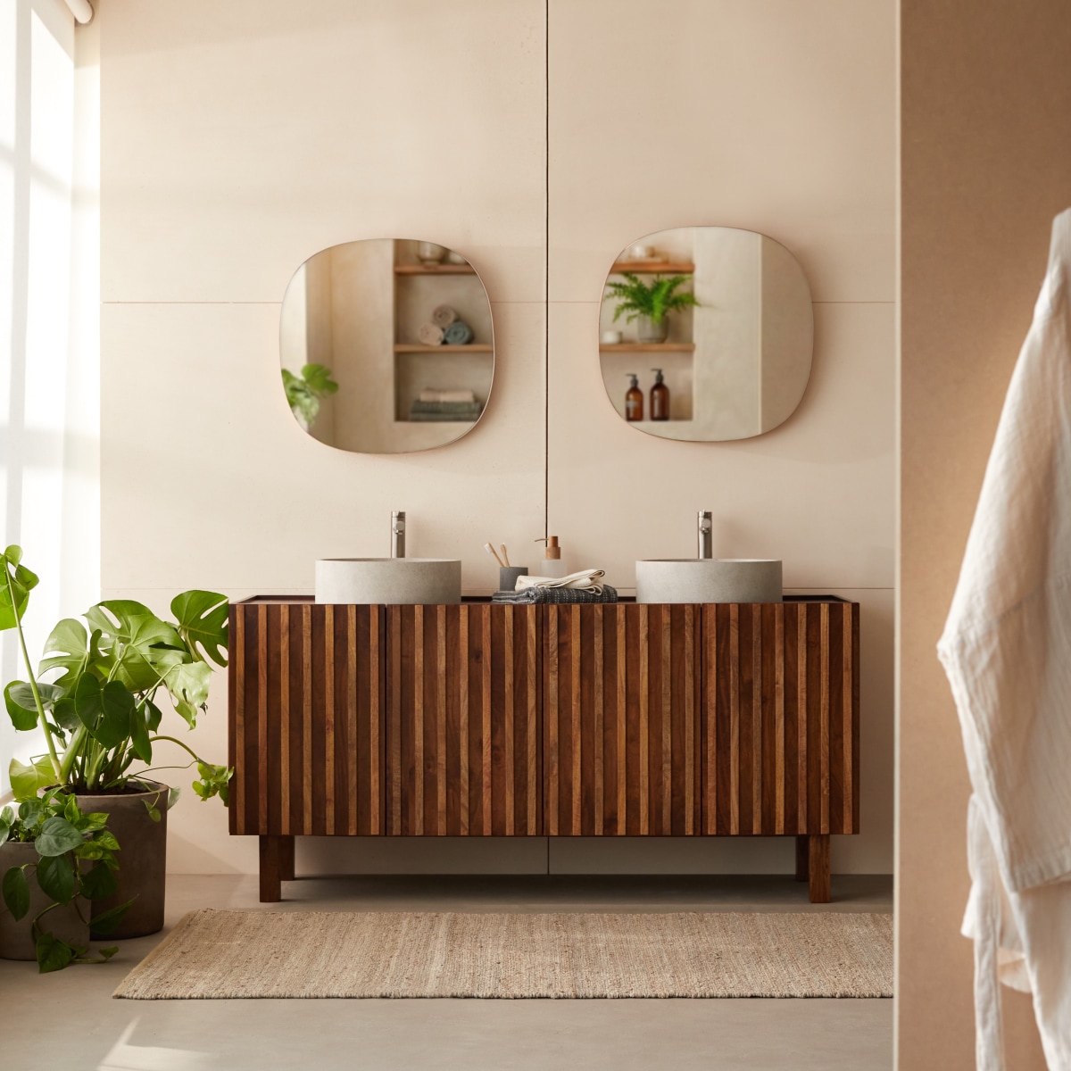 Meuble Salle De Bain en Manguier massif, MILO marron foncé, TIKAMOON