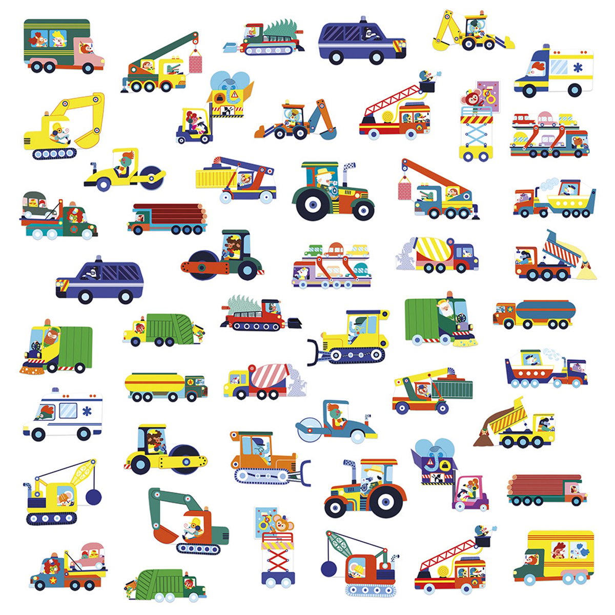 50 Grandes Stickers Repositionnables Véhicule couleur unique, JANOD
