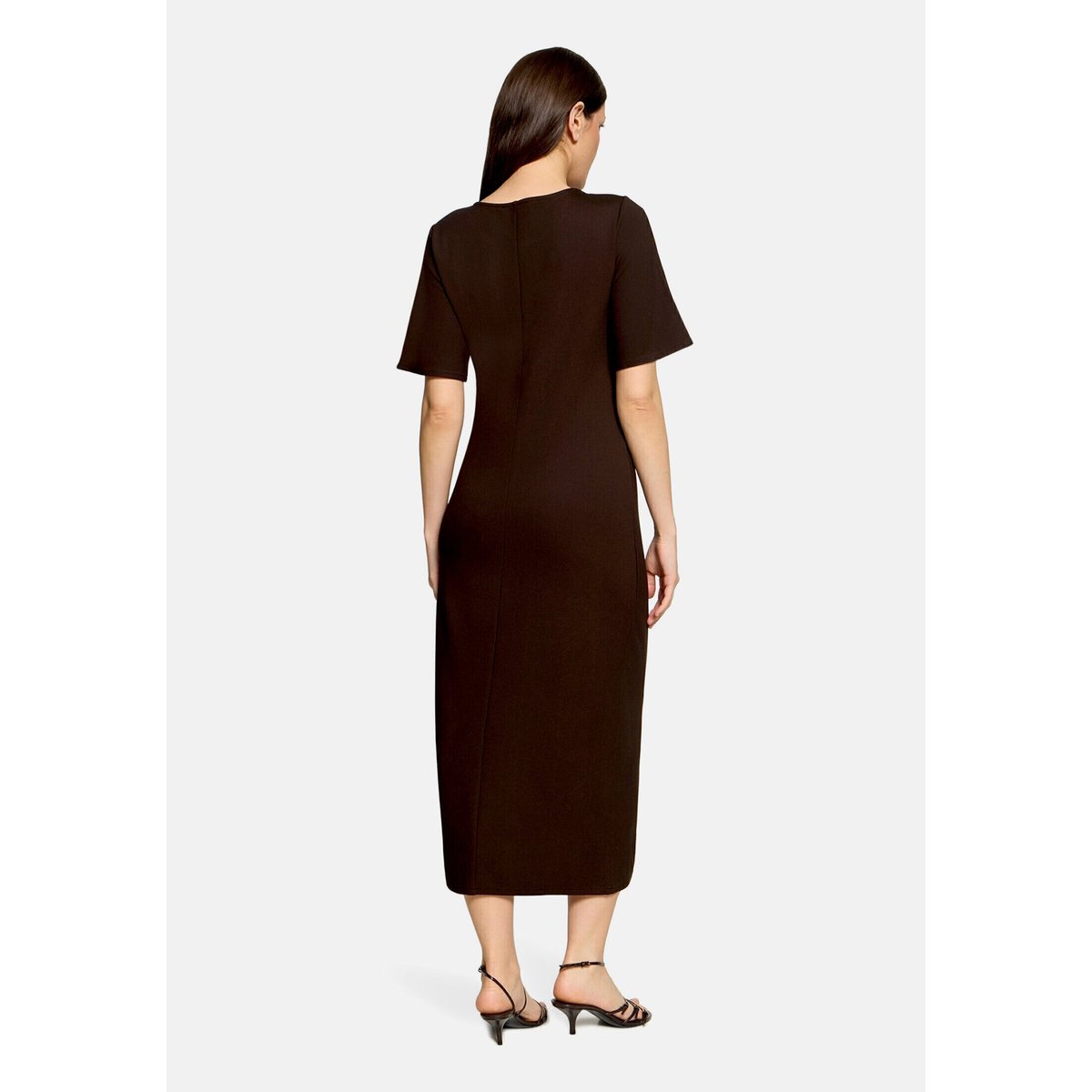 Robe longueur midi à fronce marron foncé, CARTOON