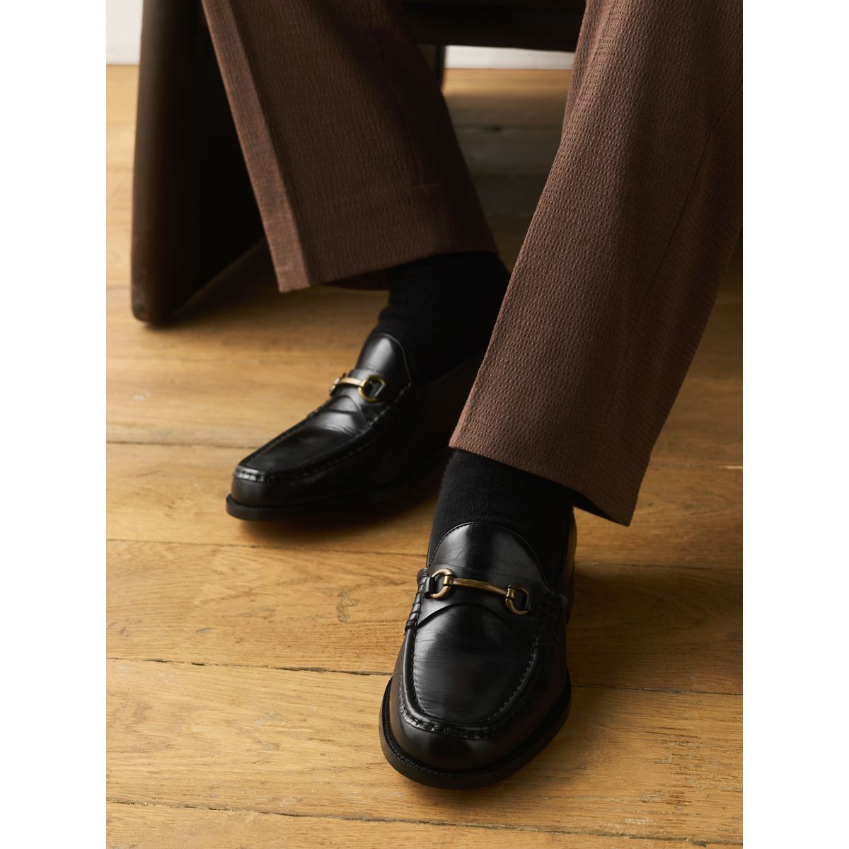 Mocassins à semelle en cuir et mors signature noir, NEXT