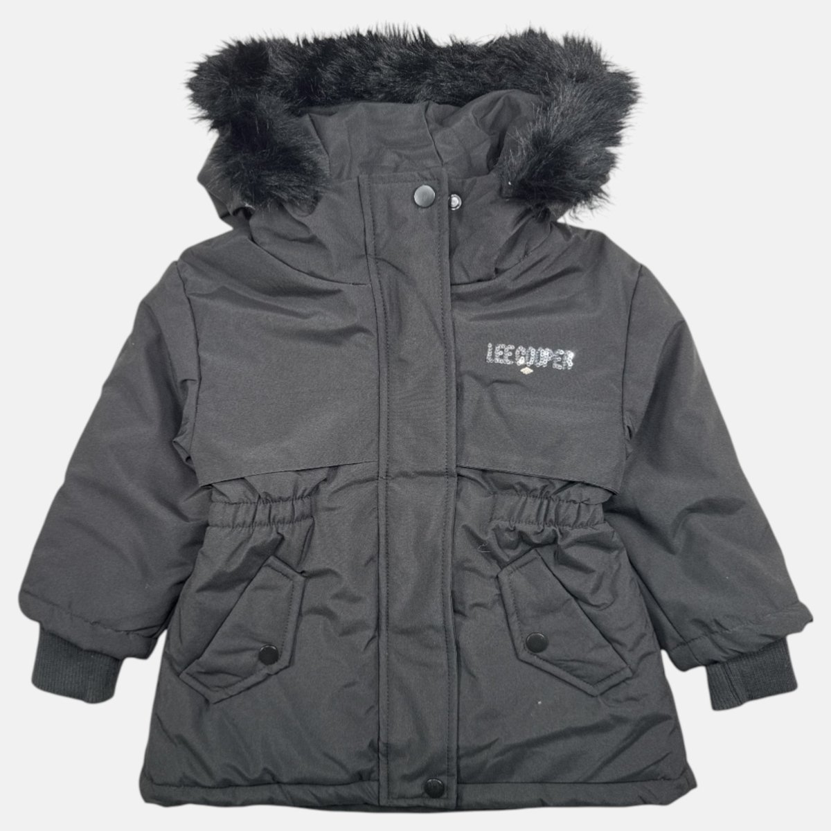 Parka à capuche bordée de fourrure d'imitation, coupe décontractée et fermeture zippée ALASKA gris anthracite, LEE COOPER