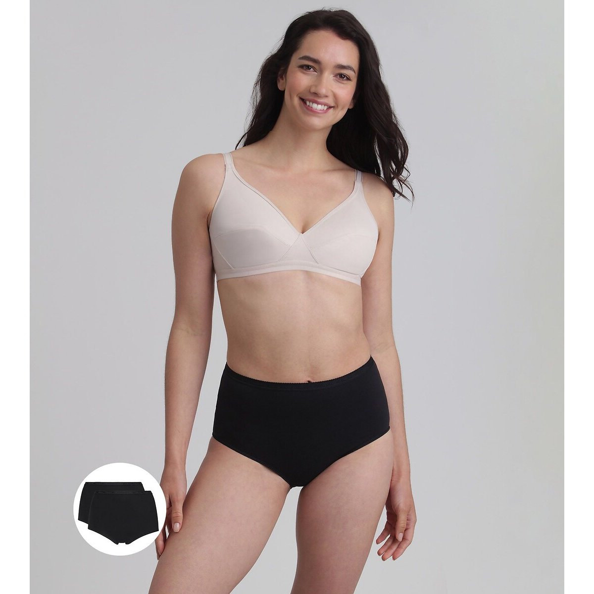 Confezione da 2 culotte maxi in cotone bio nero , PLAYTEX
