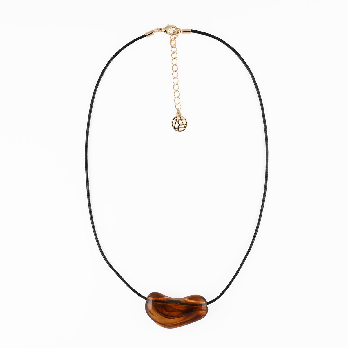 Collier cordon pendentif résine marron, BALABOOSTE