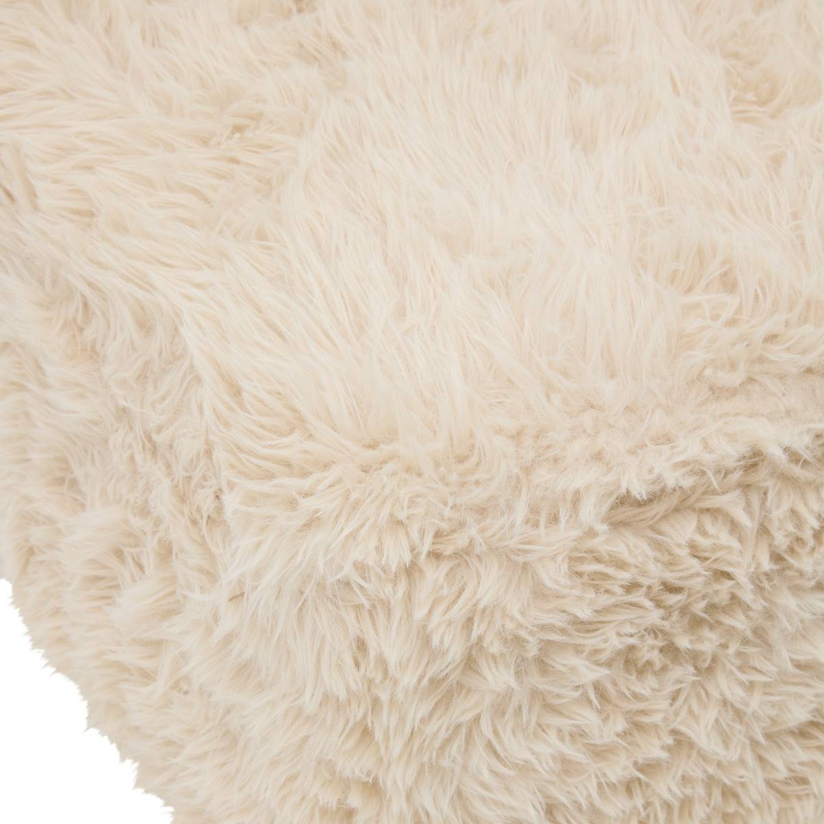 Tabouret d'appoint carré en pin DUVIA crème, ATMOSPHERA