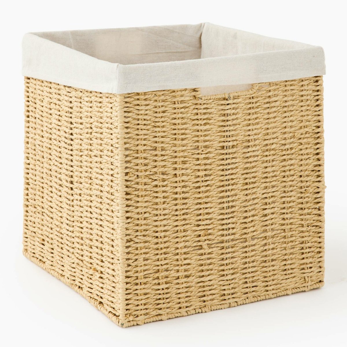 Rangement carré, 32x32cm, en papier et tissu naturel, MONOPRIX