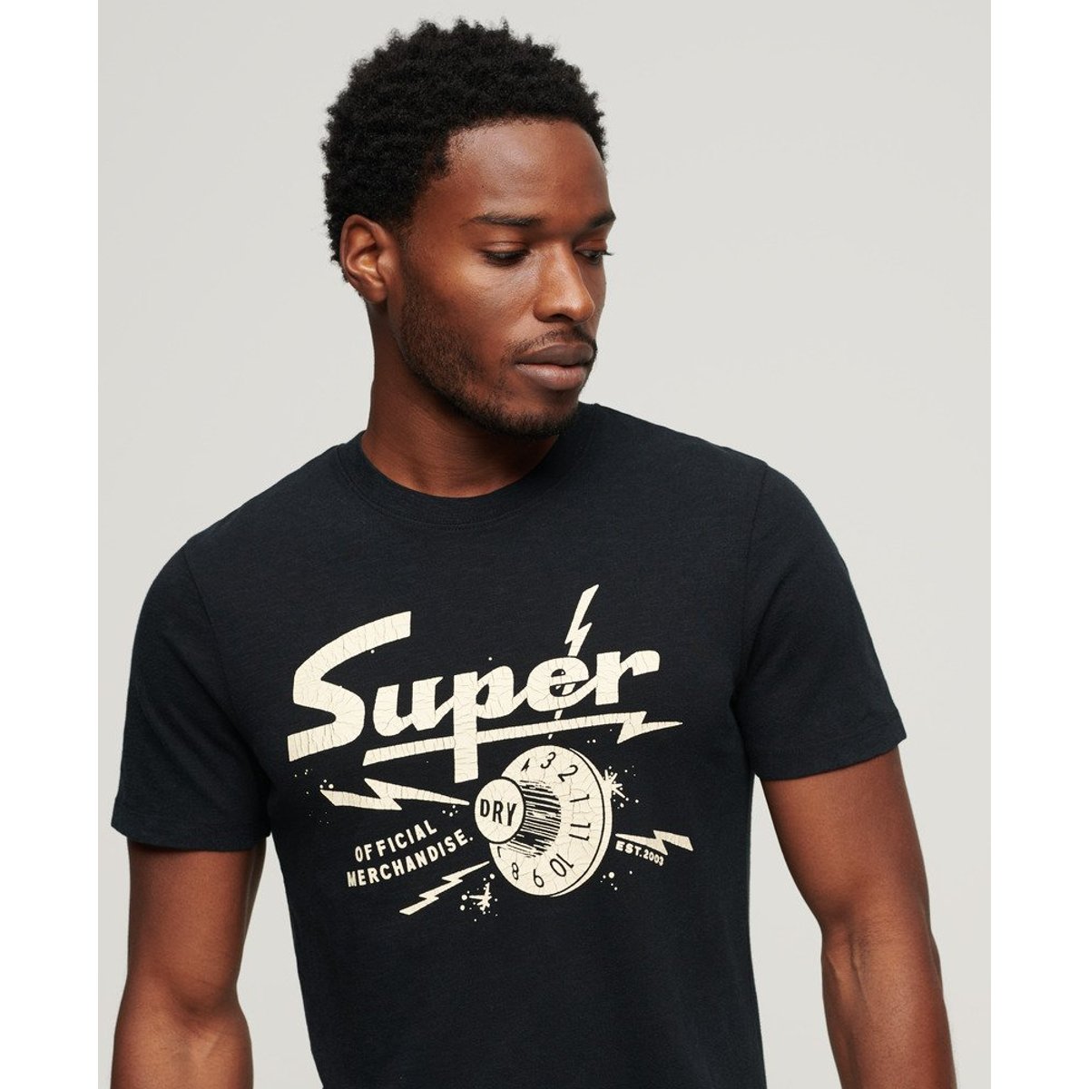 T-shirt graphique Retro Rocker noir de jais, SUPERDRY