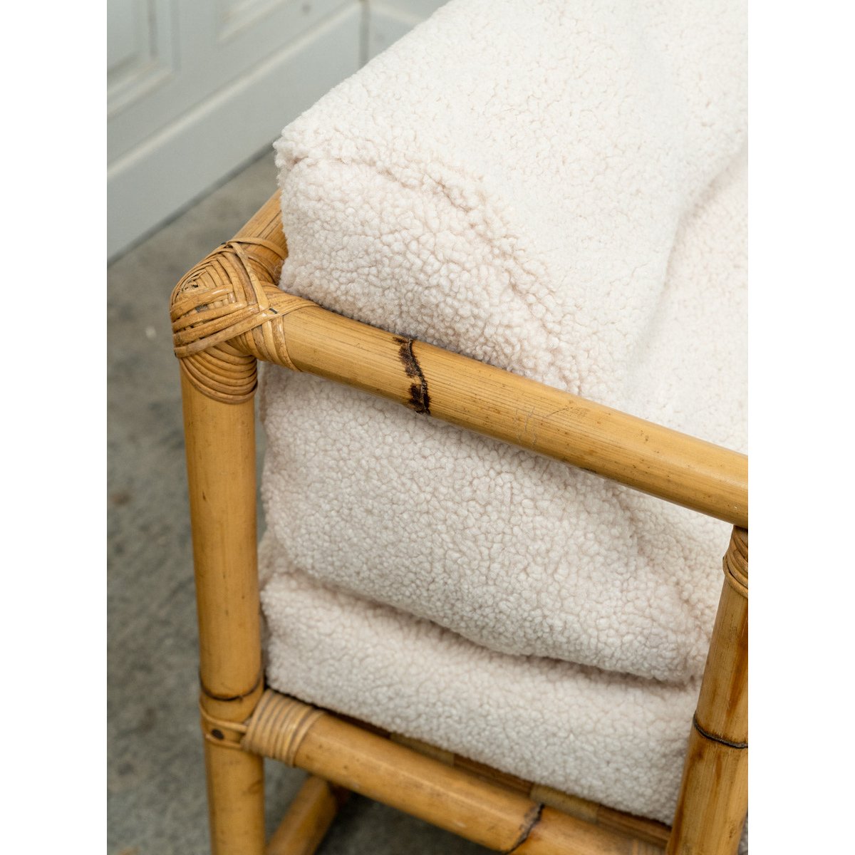 Salon en bambou et tissu Jacques N°142 - Bon état naturel, DEBONGOUT