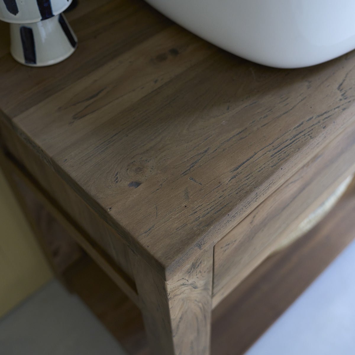 Meuble de salle de bain en teck recyclé massif 90 cm  AUSTIN naturel, BERAH GETAH