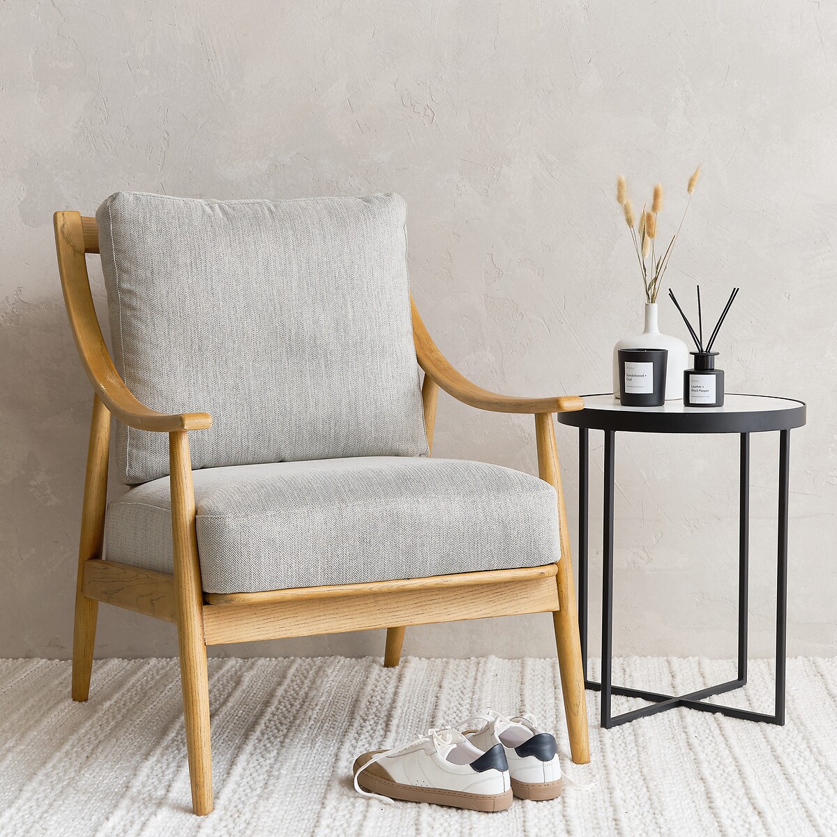 Arcot Mid Century Linen Armchair with Solid Ash Frame natural, ÉDITÉ