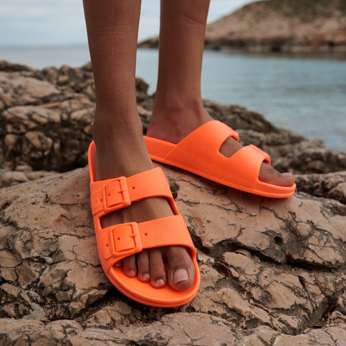 Sandales plates Enfant BAHIA orange fluo, CACATOES