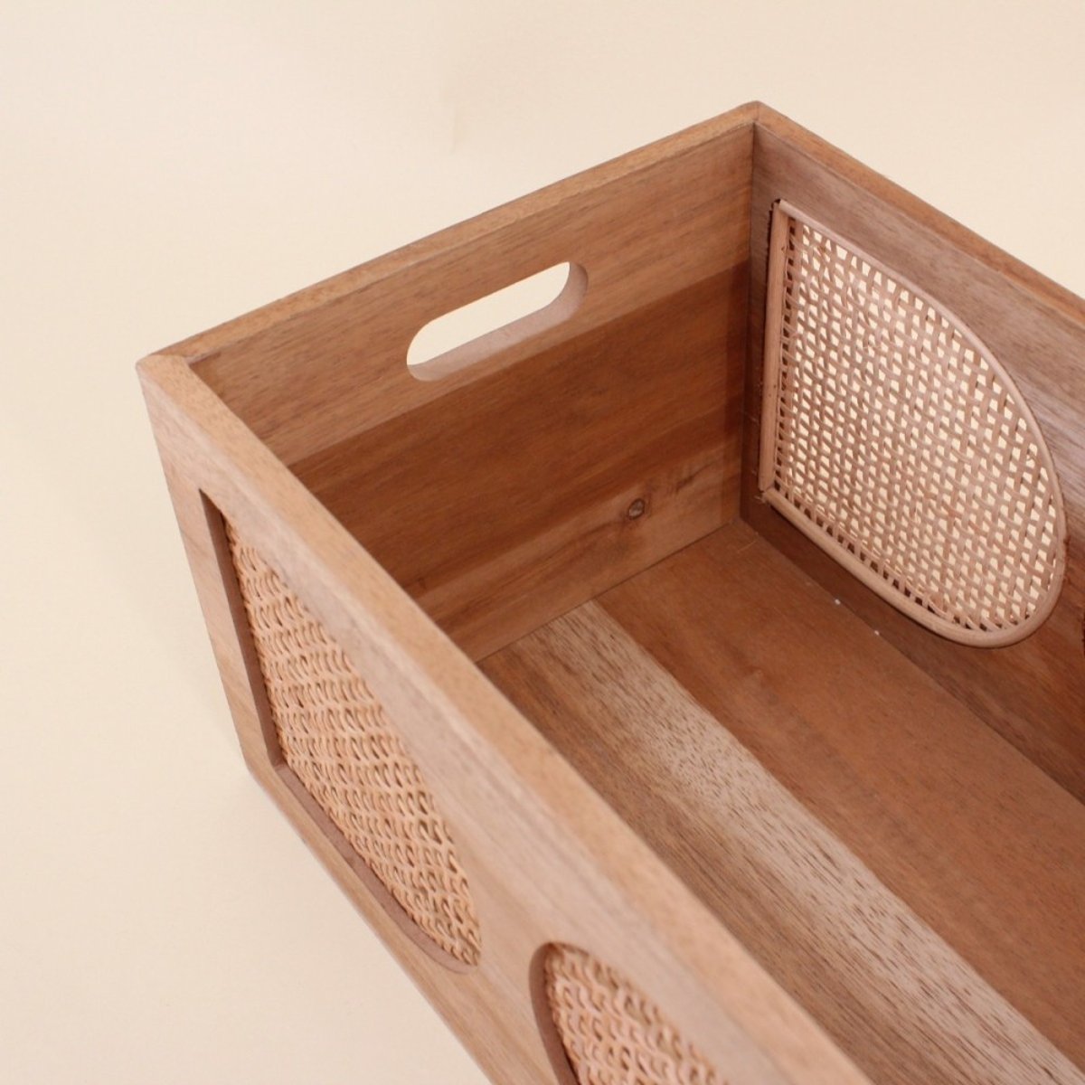 Caisse en bois et rotin 25x15cm naturel, ORNAMI
