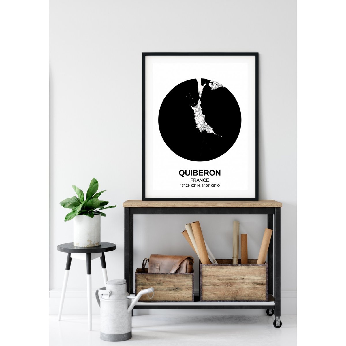 Affiche Carte Quiberon blanc, L'AFFICHERIE