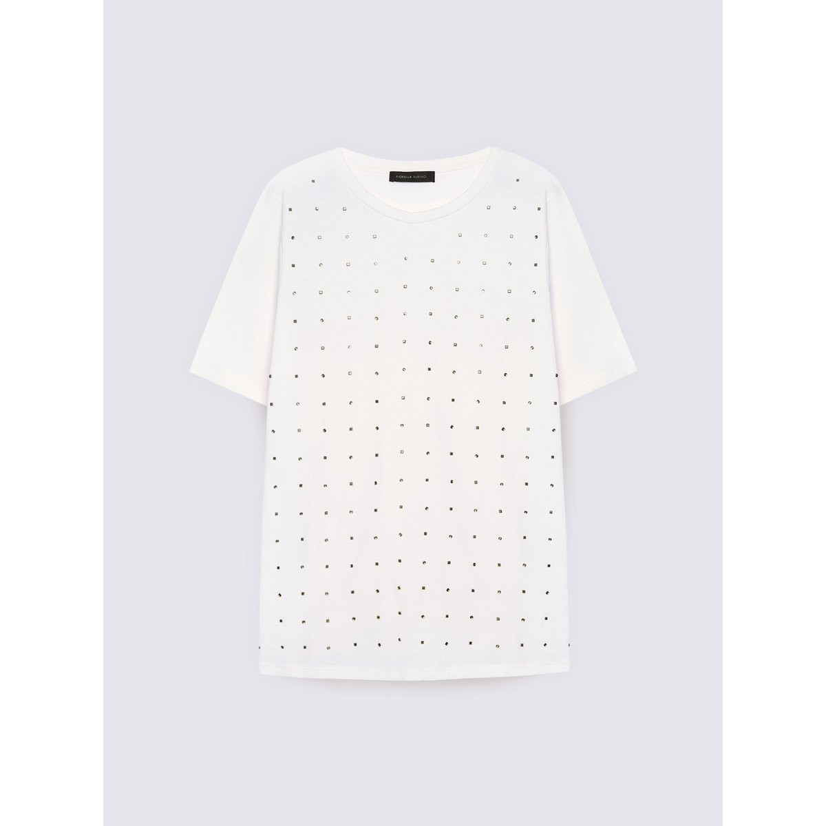 T-shirt en jersey avec petits clous blanc, FIORELLA RUBINO
