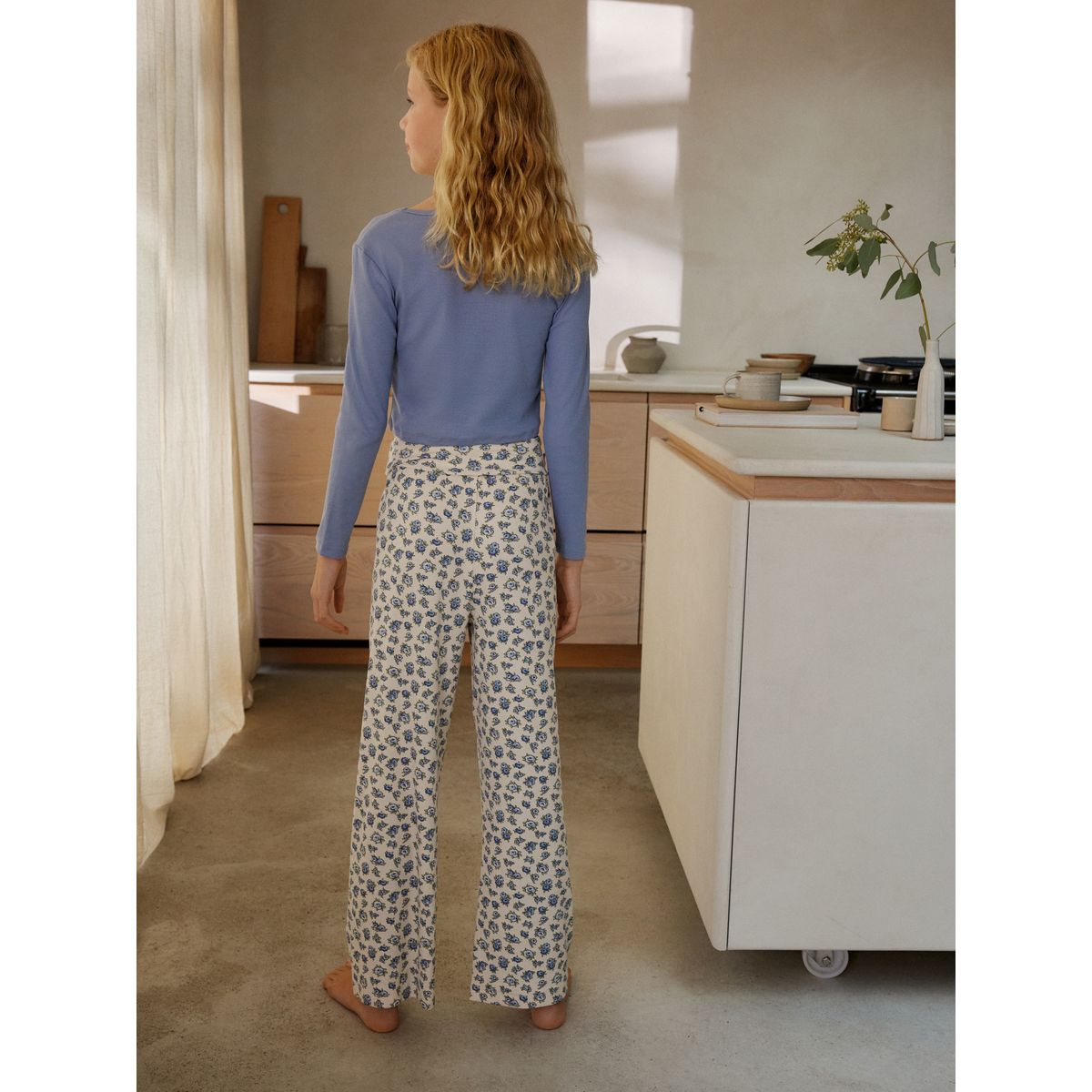 Pyjama à taille repliée bleu à fleurs, NEXT