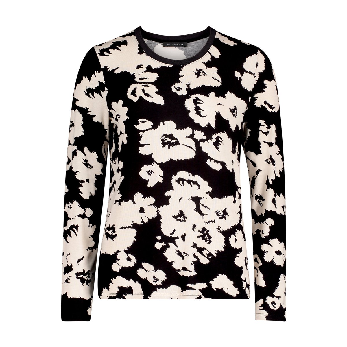 T-shirt basique à bordures côtelées noir/blanc, BETTY BARCLAY