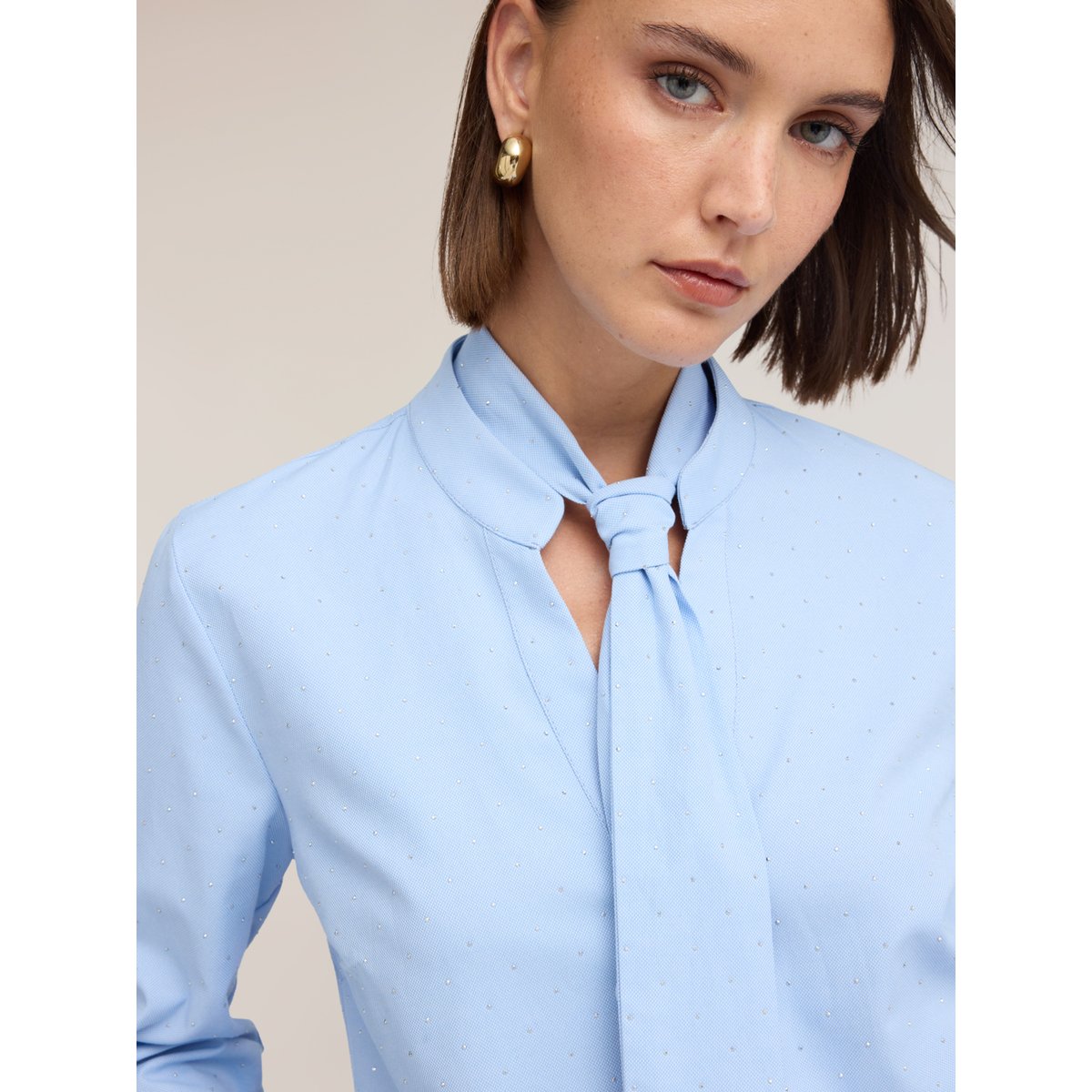 Chemise avec nœud et micro strass light - blue, MOTIVI