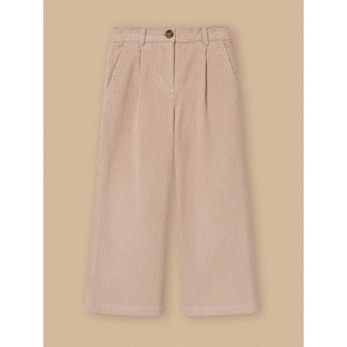 Pantalon large en velours beige, CYRILLUS