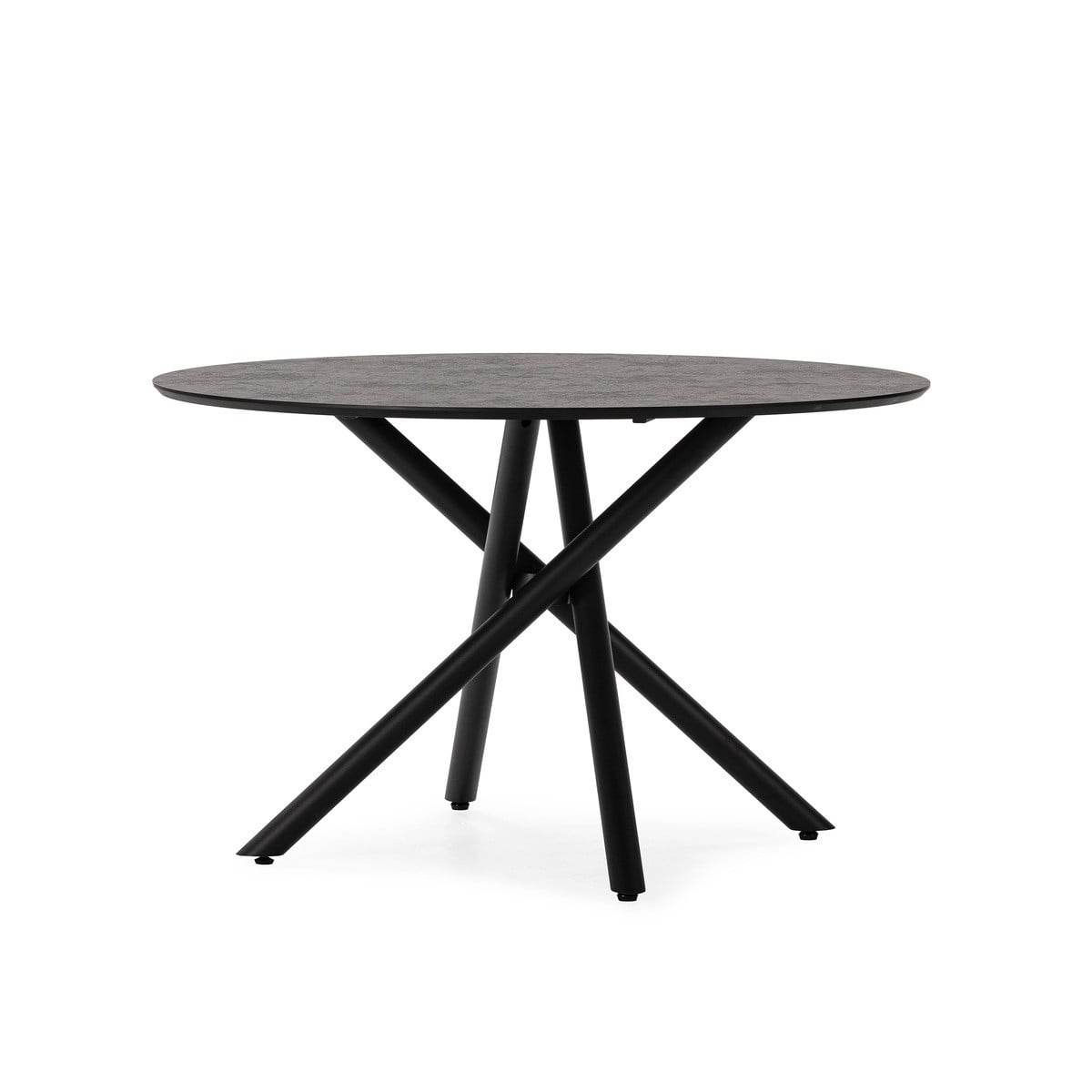 Table à manger ronde et pieds en métal - MAYA bois noir, CALICOSY