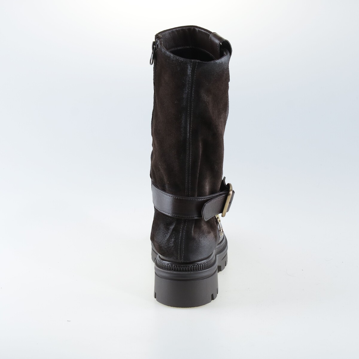 Botas guêtres de altura media de piel marrón oscuro, MJUS