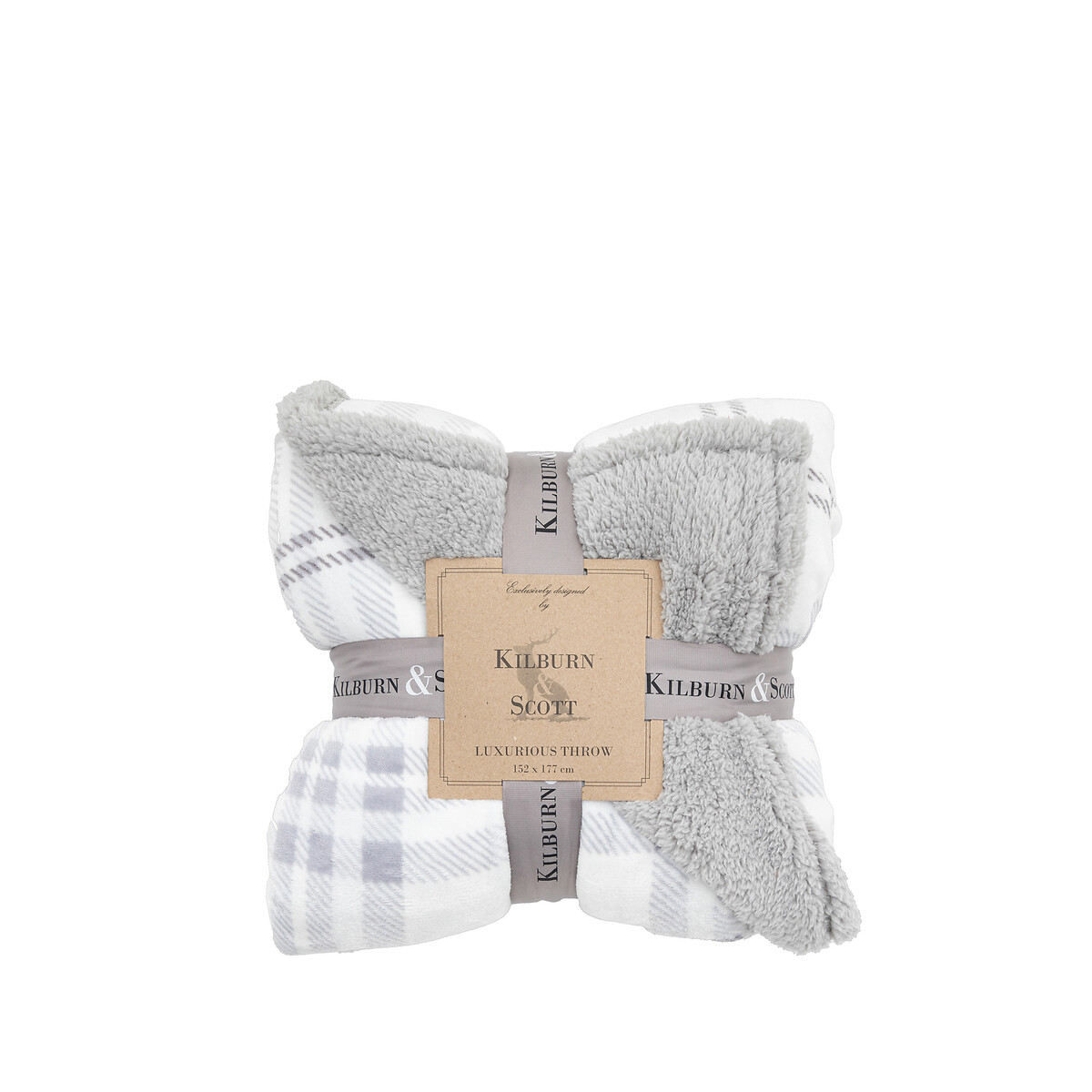 Sherpa Fleece Throw 152x177cm grey, SO'HOME