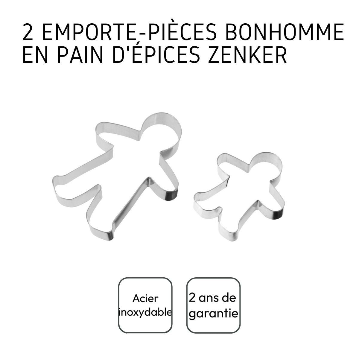 2 emporte-pièces bonhomme en pain d'épices gris, ZENKER