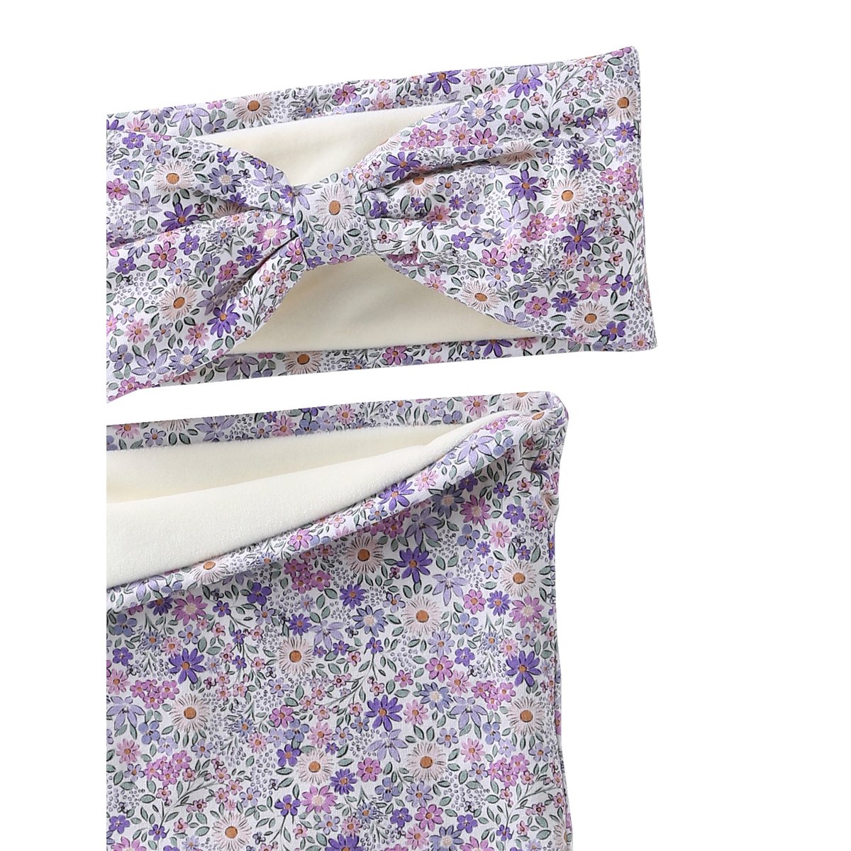 Ensemble bandeau et snood jersey lilas poudré, VERTBAUDET