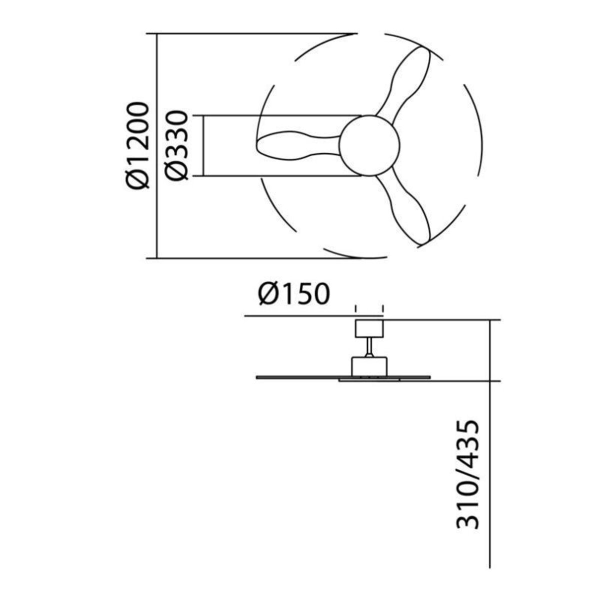 Ventilateur de plafond lumineux blanc mat RIGA II blanc, MILLUMINE
