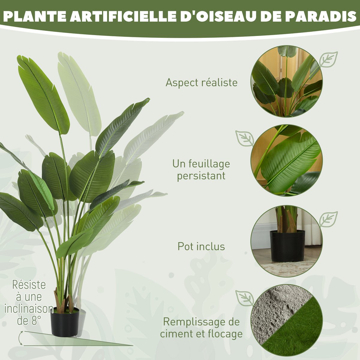 Plantes artificielles Plastique Vert vert, HOMCOM