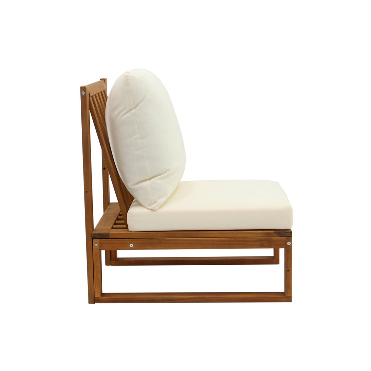 Salon de jardin d'angle 6-8 places en bois massif avec coussins déhoussables SALSA beige, MILIBOO