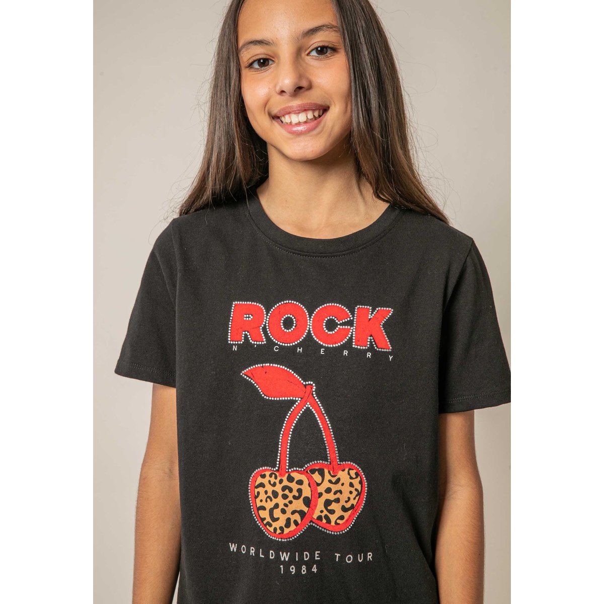 T-shirt fille en coton à imprimé rock ROCKCHERRY noir, DEELUXE