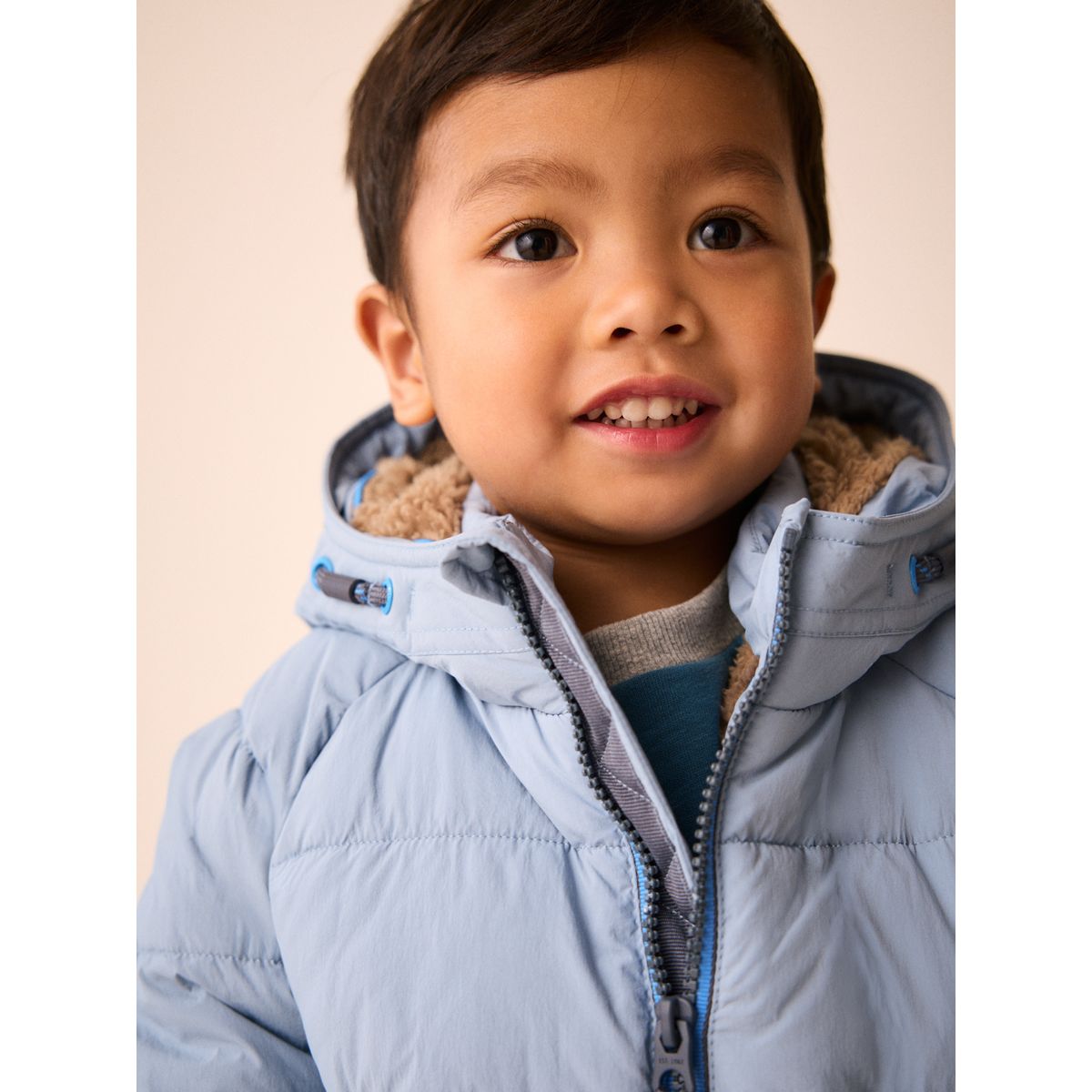 Manteau rembourré à doublure peau lainée bleu clair, NEXT