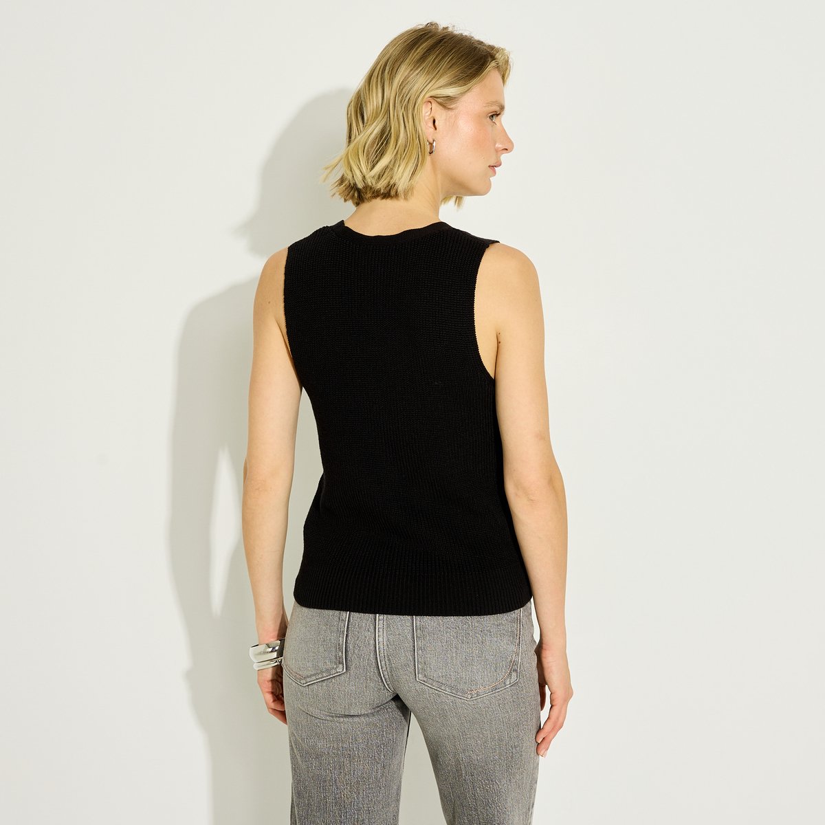Gilet sans manches col V noir, GRAIN DE MALICE
