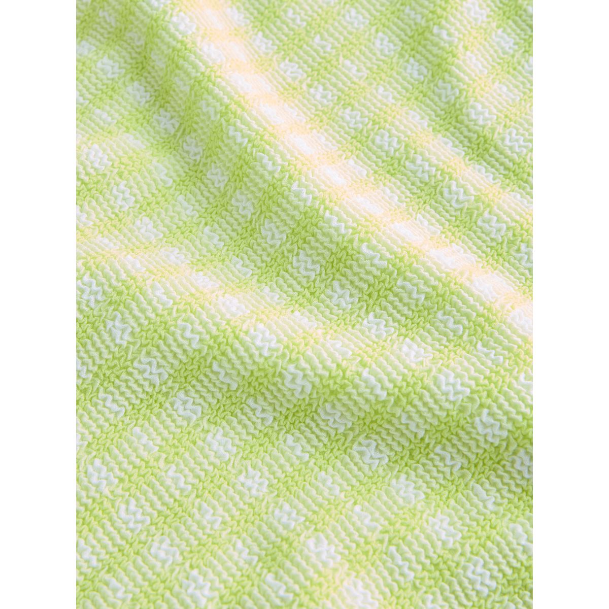 Bas de bikini échancré taille haute vichy vert citron froissé, NEXT