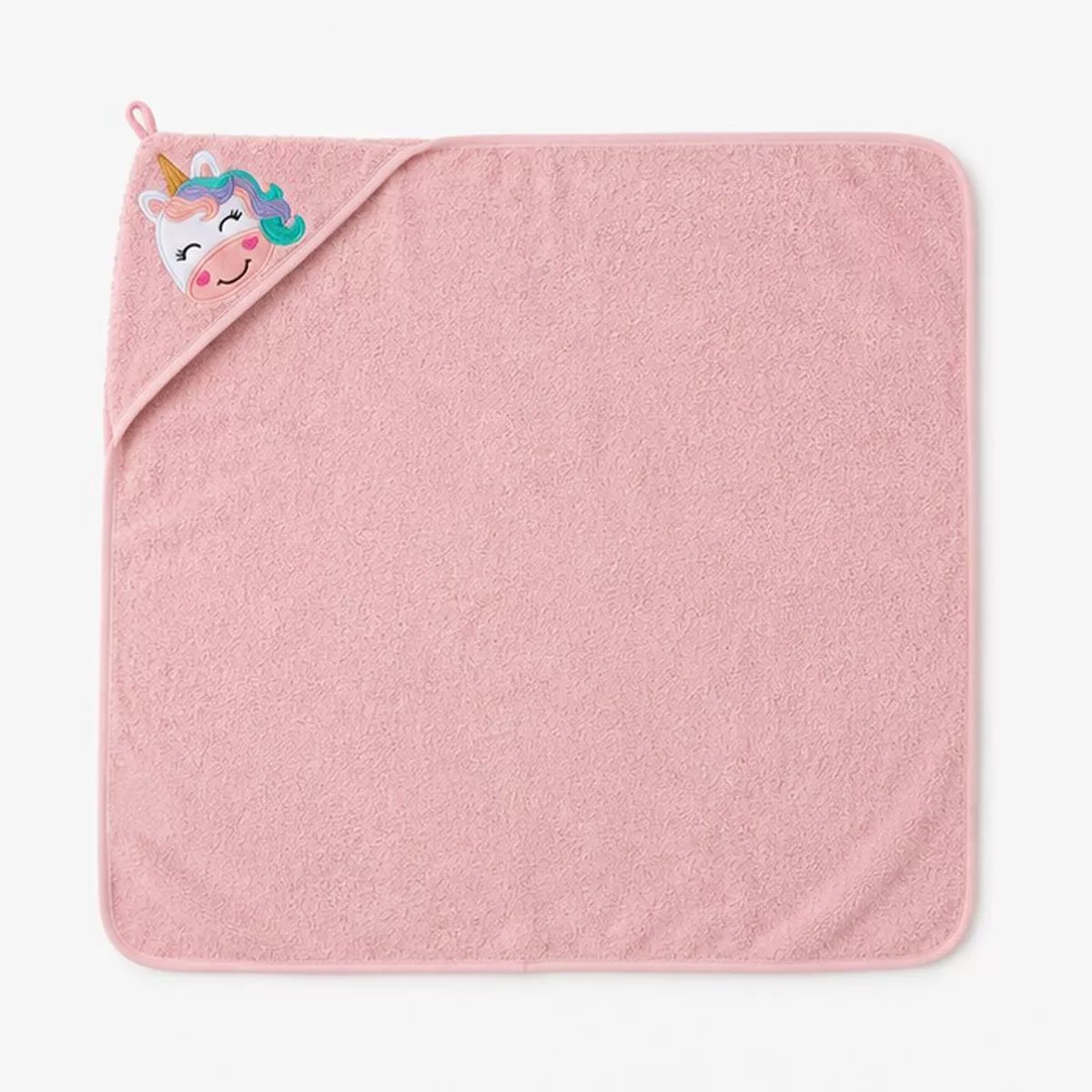 Cape de bain pur coton PETITE LICORNE rose, GARNIER THIEBAUT