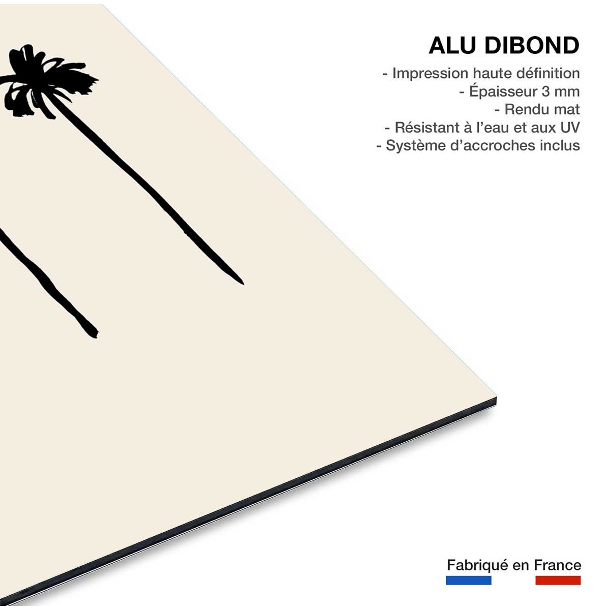 Tableau three black palm tree tableau alu dibond, HEXOA