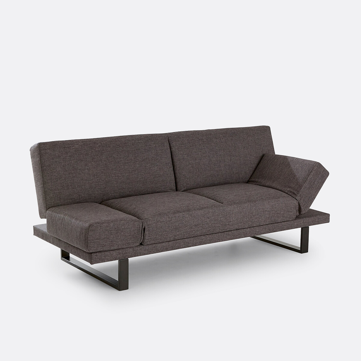 Canapé convertible polyester 3 places New Vermont gris anthracite, SO'HOME