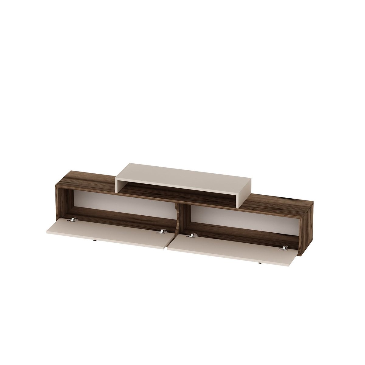 Meuble TV 2 portes basculantes et 1 niche NOELINE beige, TOILINUX