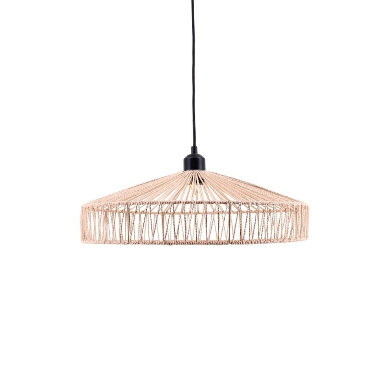 Suspension ronde en corde 45cm beige, ORNAMI