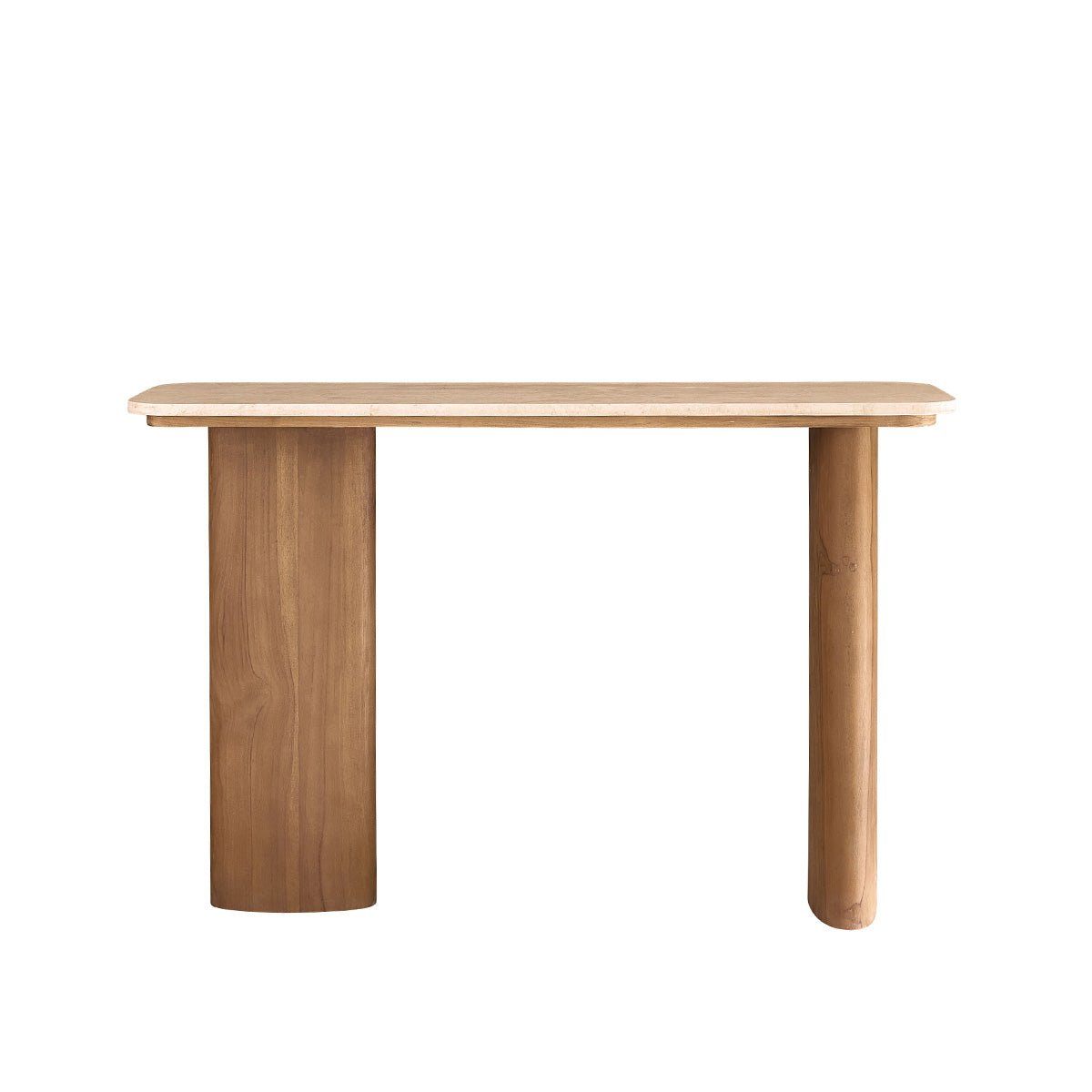 Console en teck massif et marbre 120 cm CALMA blanc, BERAH GETAH