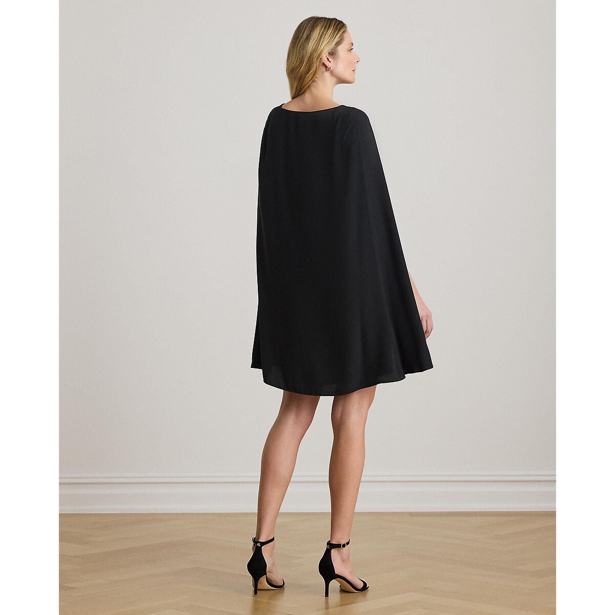 Robe courte cocktail col bateau cape PETRA noir, LAUREN RALPH LAUREN