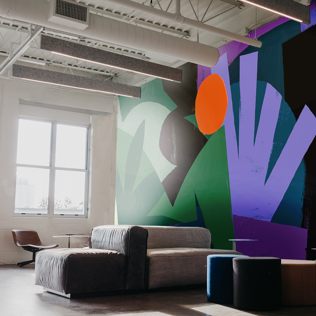 Papier peint panoramique Cercle vaillant nuit, 255 x 250cm vert, ACTE DECO