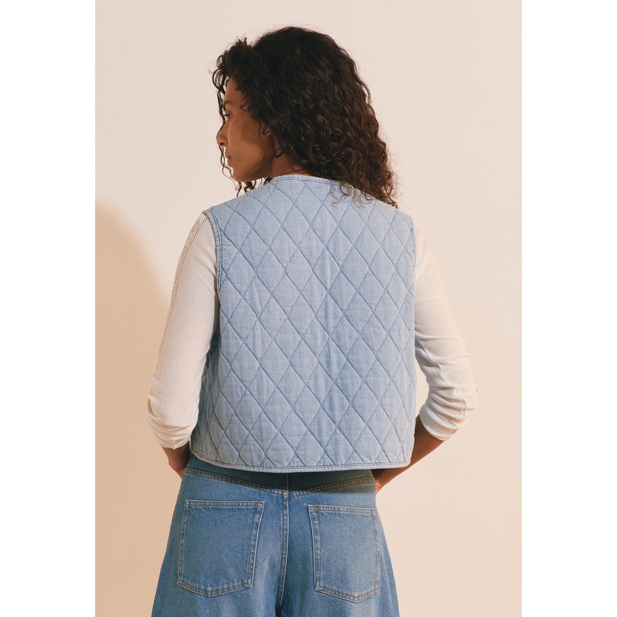 Gilet sans manches en coton LOLA bleu, ETAM