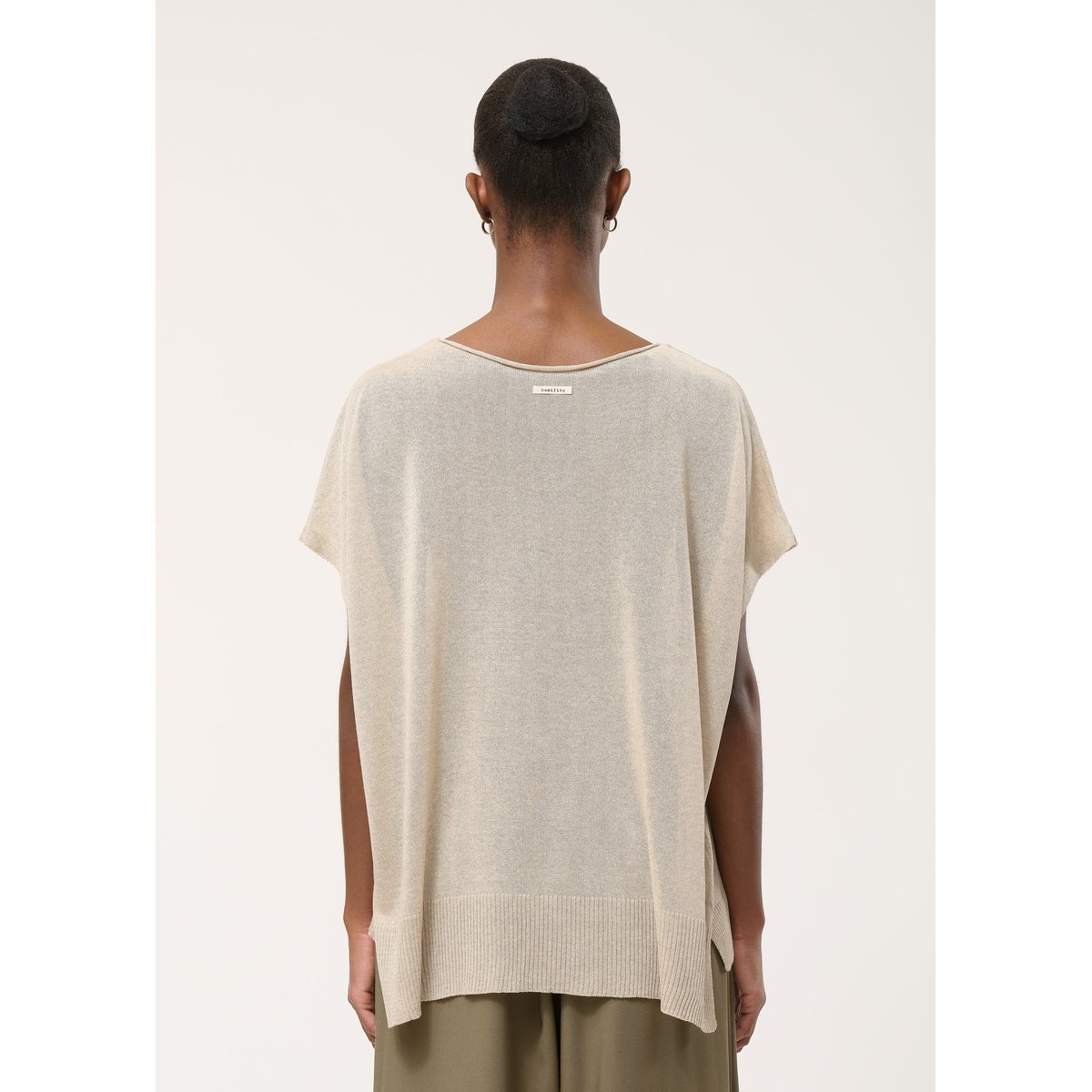 Pull oversize en maille fine beige, HUMILITY