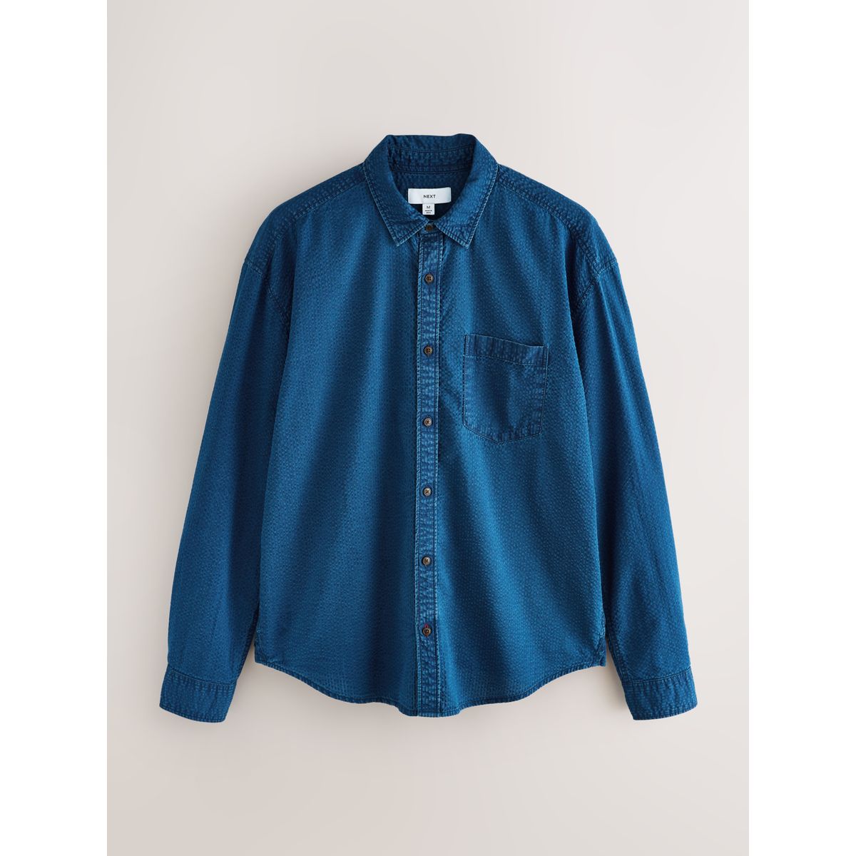 Chemise en denim seersucker à manches longues bleu indigo, NEXT