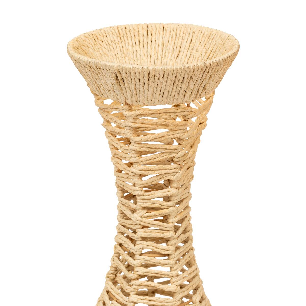 Vase haut tressé en papier sur structure fonte CLAY beige, ATMOSPHERA