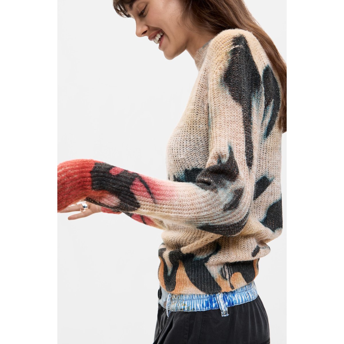 Pull imprimé tie and dye jaune, DESIGUAL