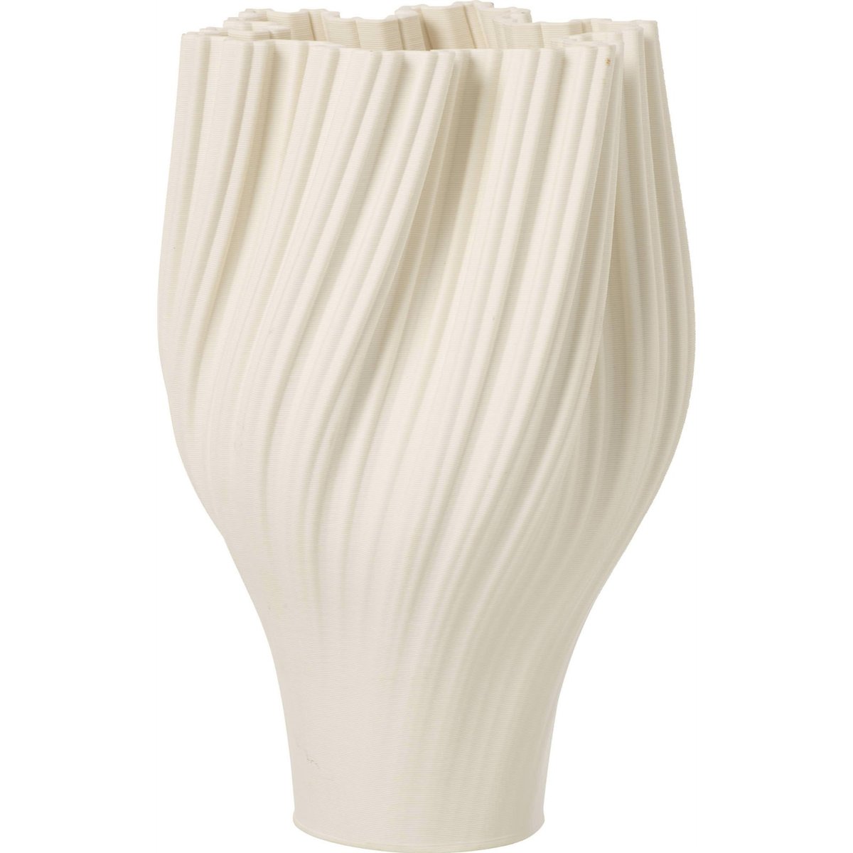 Vase en grès à relief ondulé blanc, RECOLLECTION