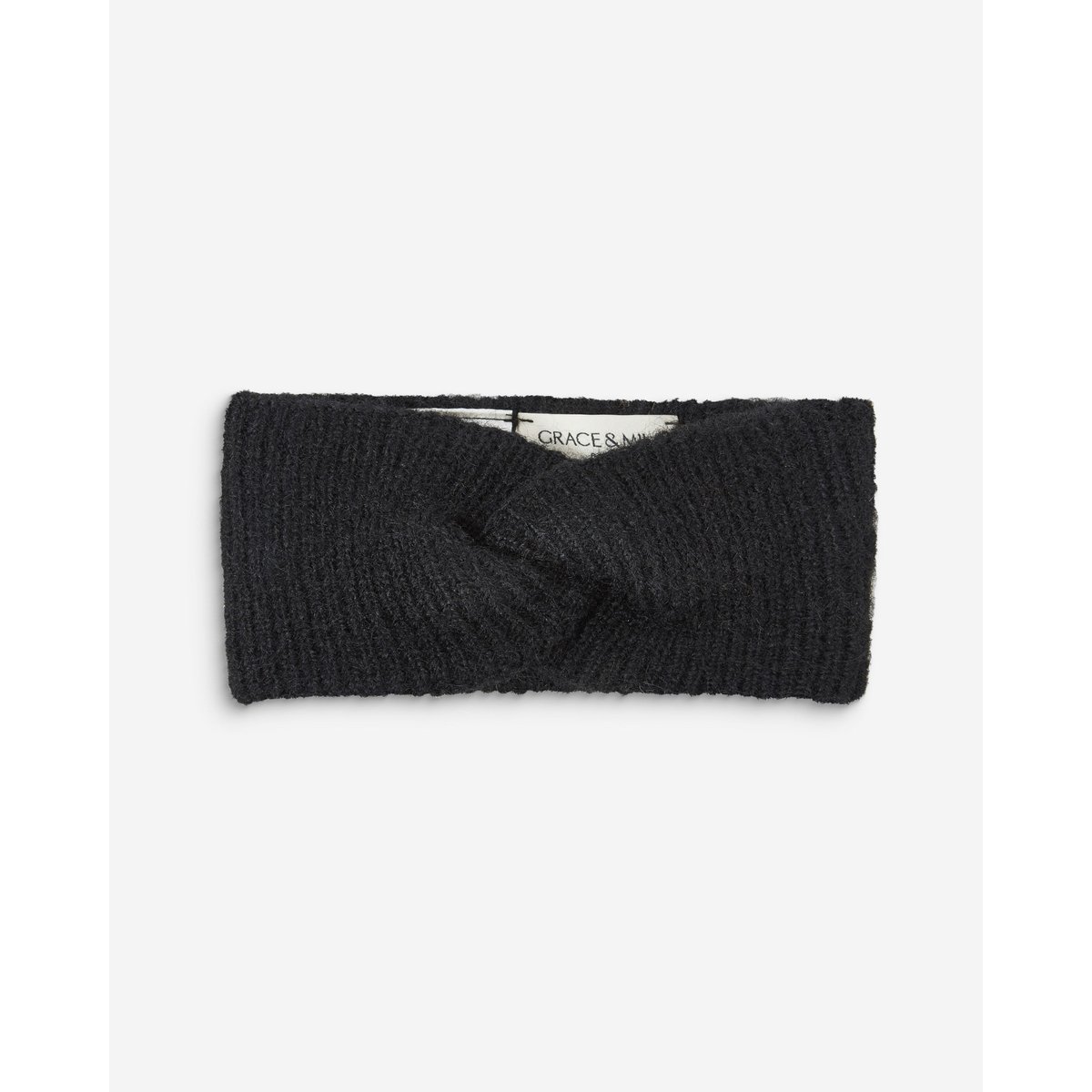 Bandeau croisé en maille anthracite Auden noir, GRACE & MILA
