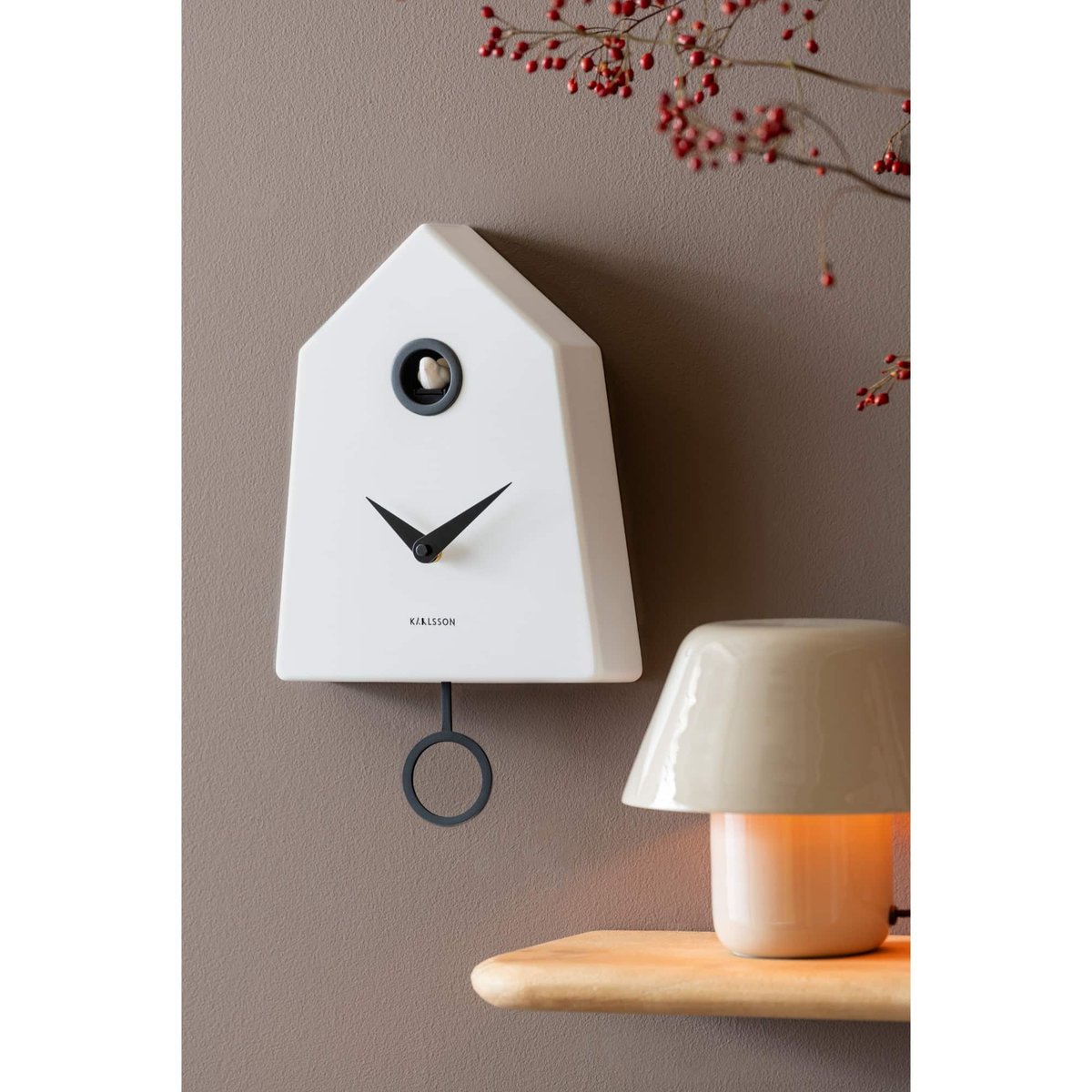 Horloge Murale Plastique GRAFICO CUCKOO blanc, KARLSSON